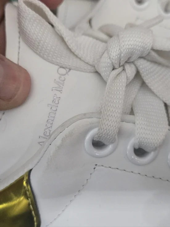 ALEXANDER MCQUEEN WOMAN OVER SIZE WHITE/GOLD SHOES RARE MODEL SIZE 38 1/2 **** - Picture 6 of 11